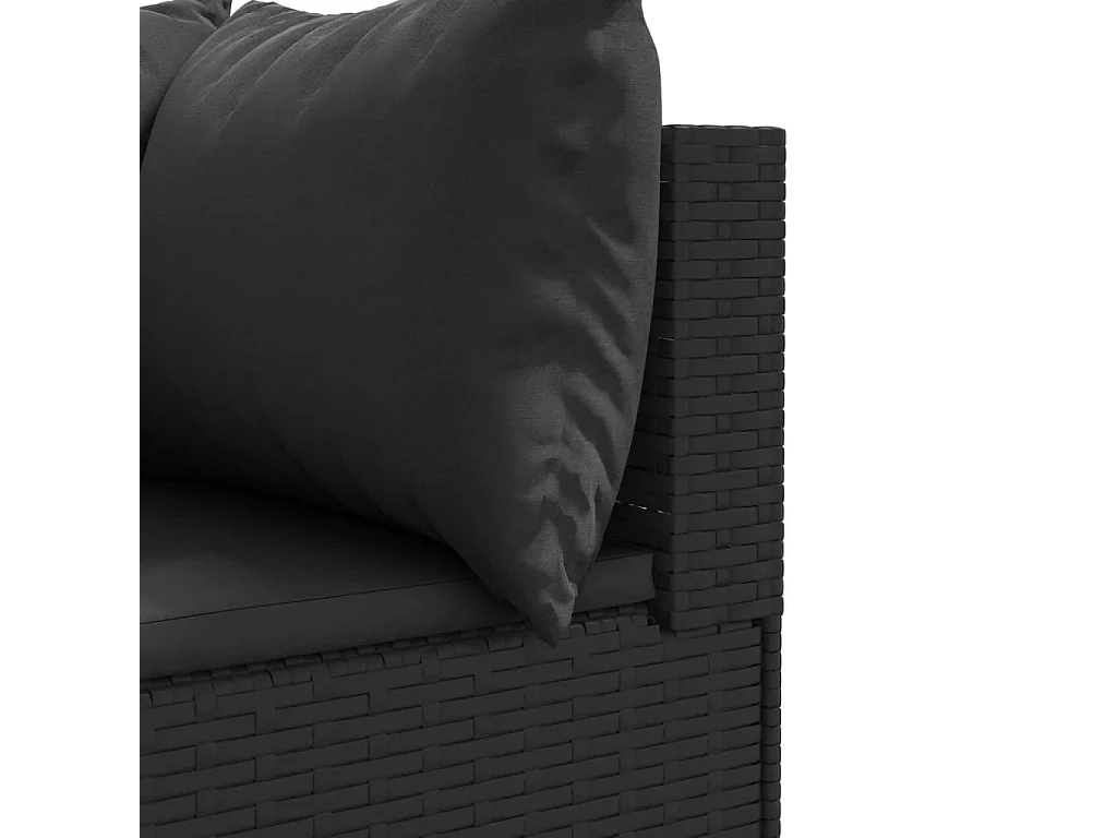 Set de sofás de jardín con cojines 9 piezas ratán sintético negro