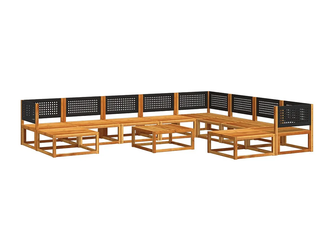 11 peças conjunto sofás jardim comalmofadões madeira maciça acácia