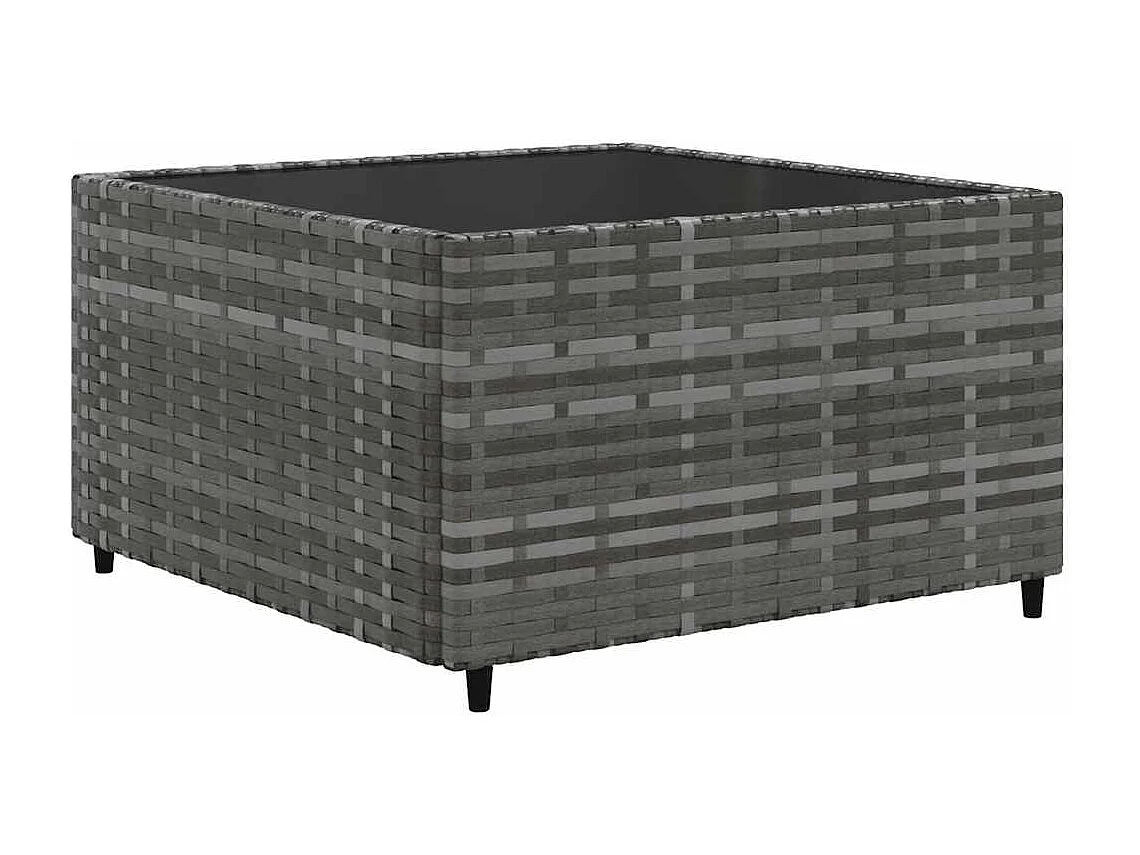 Set de muebles de jardín 7 piezas y cojines ratán sintético gris