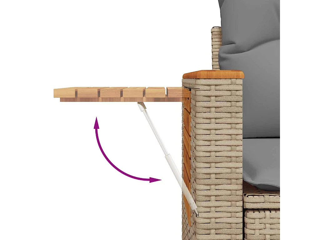 5-delige Loungeset met kussens poly rattan beige