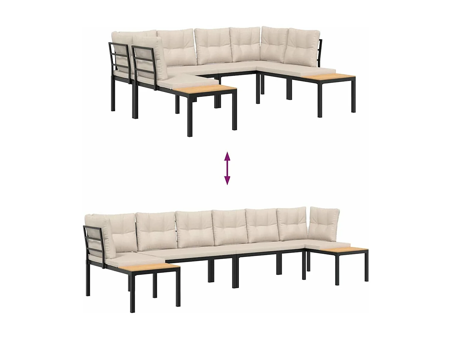 4 peças sofás de jardim com almofadões aço revestido a pó preto