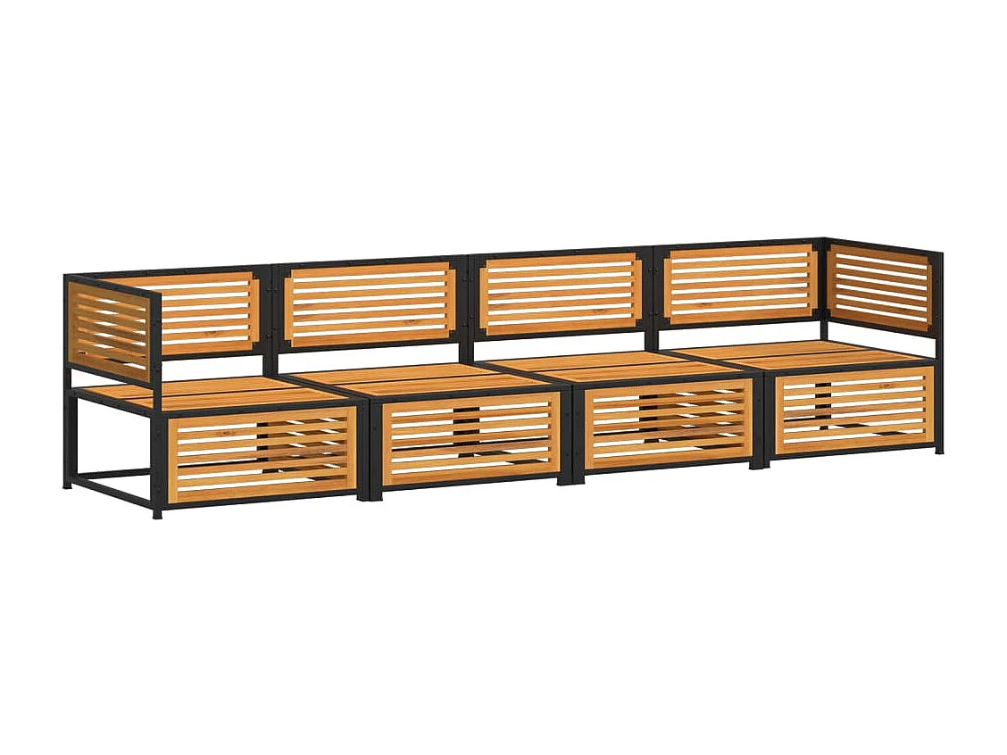 Salon de jardin avec coussins 4 pièces bois d'acacia massif