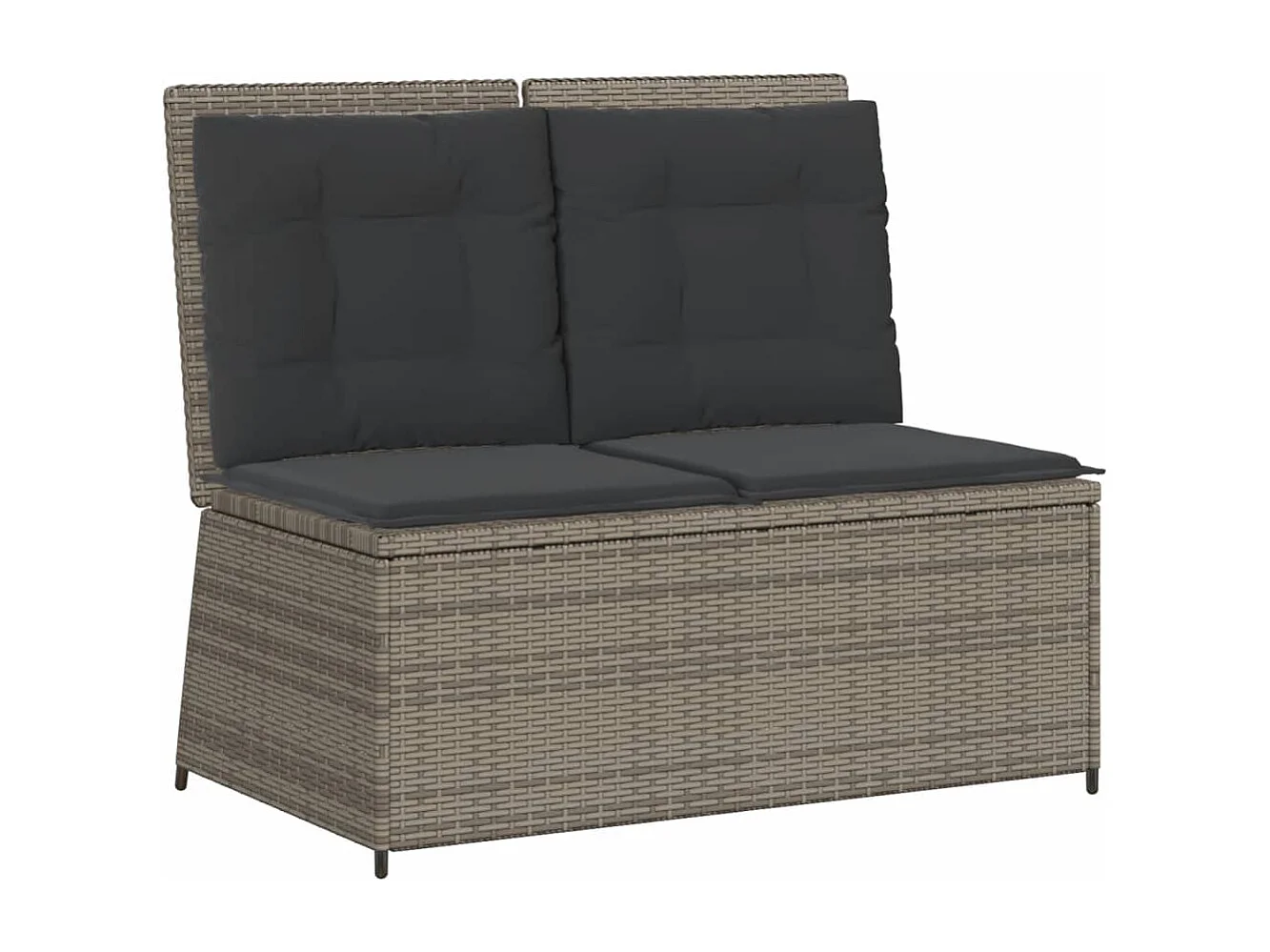 7 peças conjunto lounge de jardim com almofadões vime PE cinzento