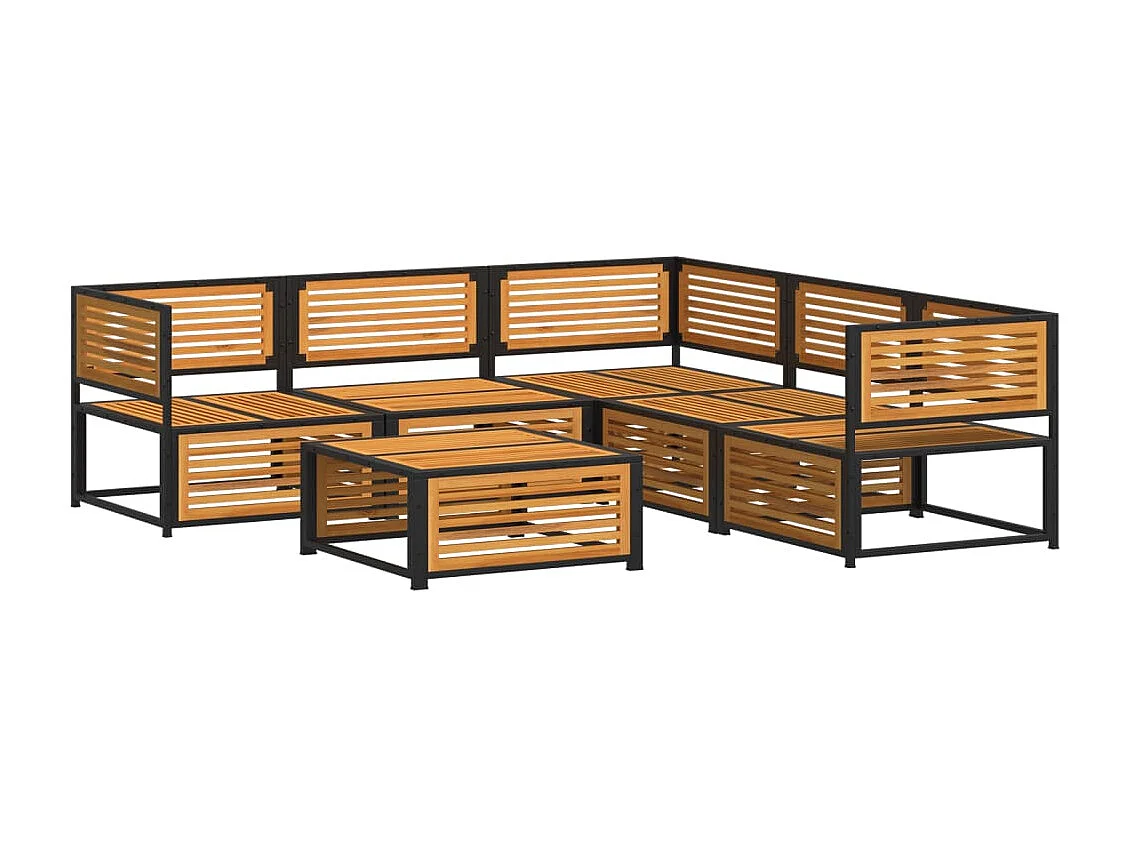Salon de jardin avec coussins 6 pièces bois d'acacia solide