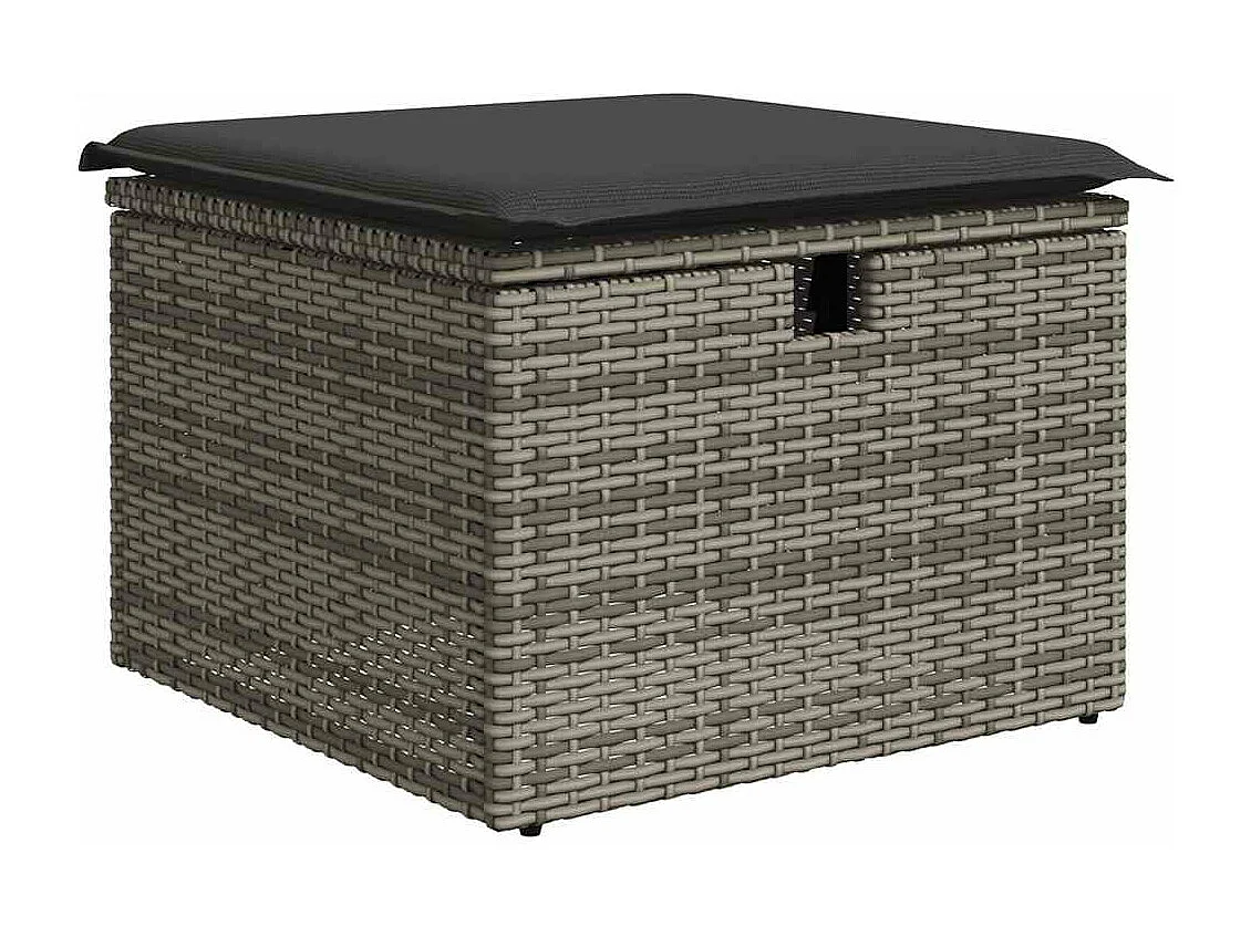 Set de muebles de jardín 6 piezas y cojines ratán sintético gris