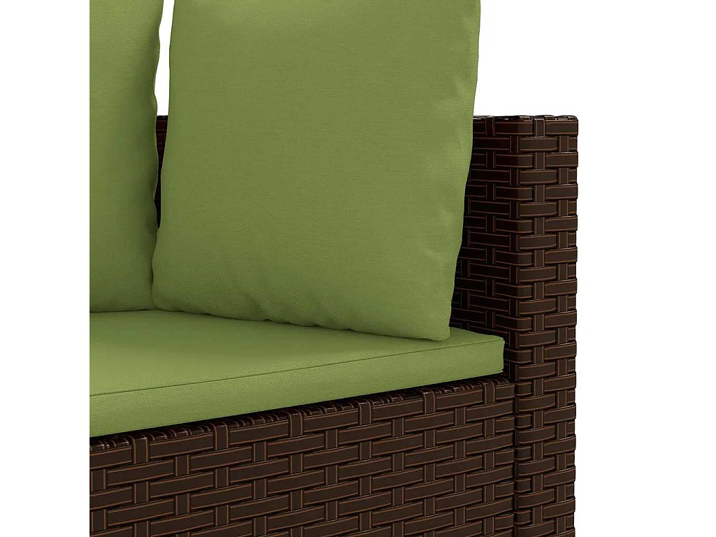 6 peças conjunto de sofás jardim com almofadões vime PE castanho