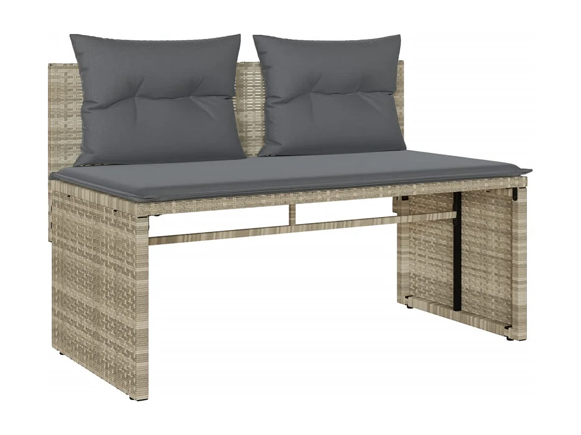 4-delige Loungeset met kussens poly rattan lichtgrijs