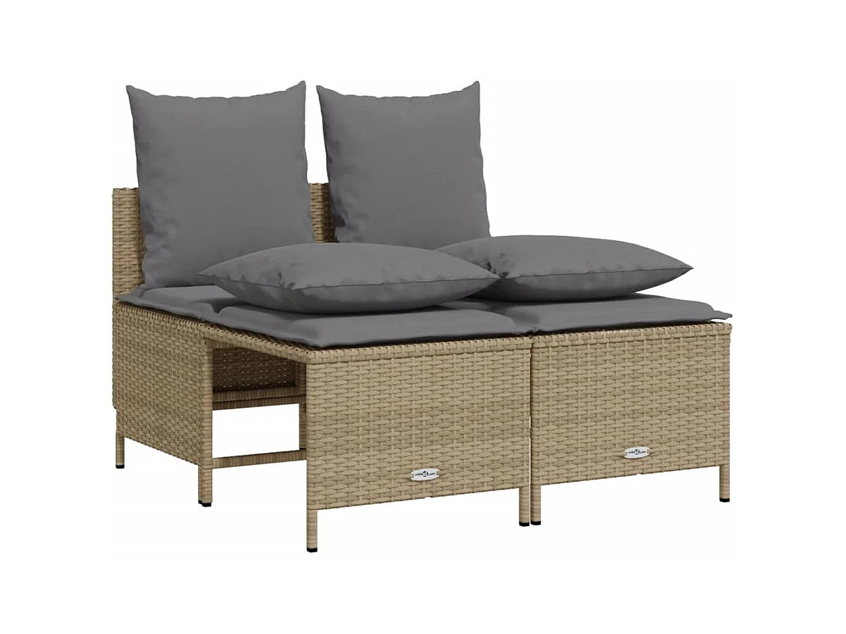 5-delige Loungeset met kussens poly rattan beige