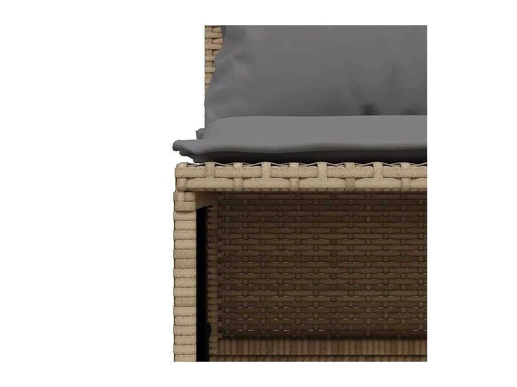 5-delige Loungeset met kussens poly rattan beige