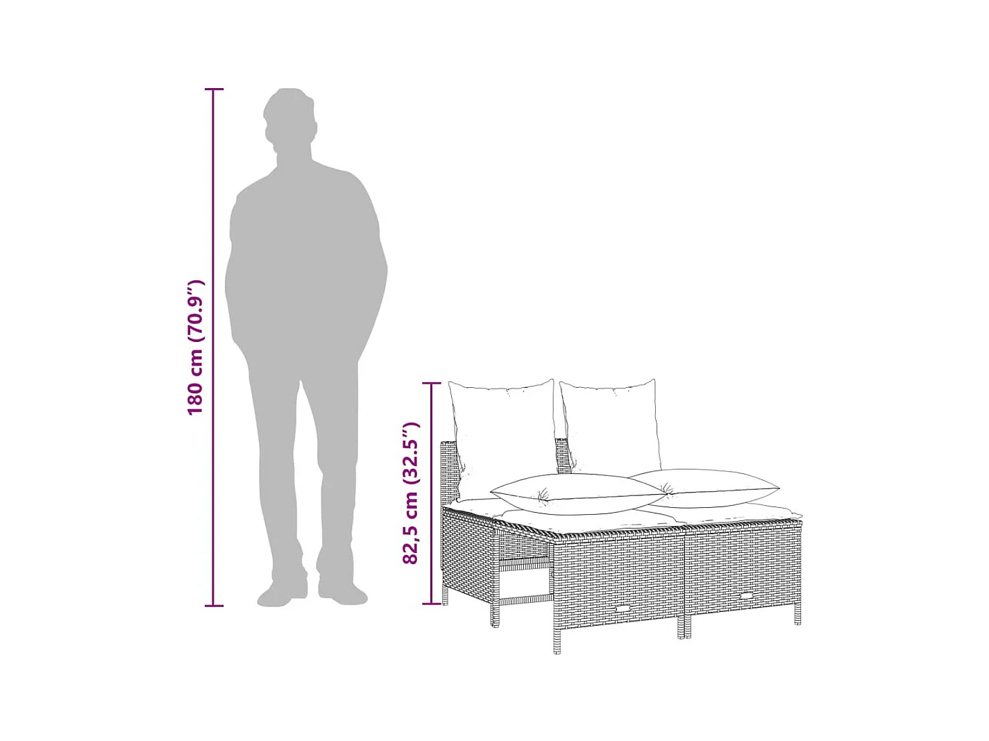 5-delige Loungeset met kussens poly rattan beige