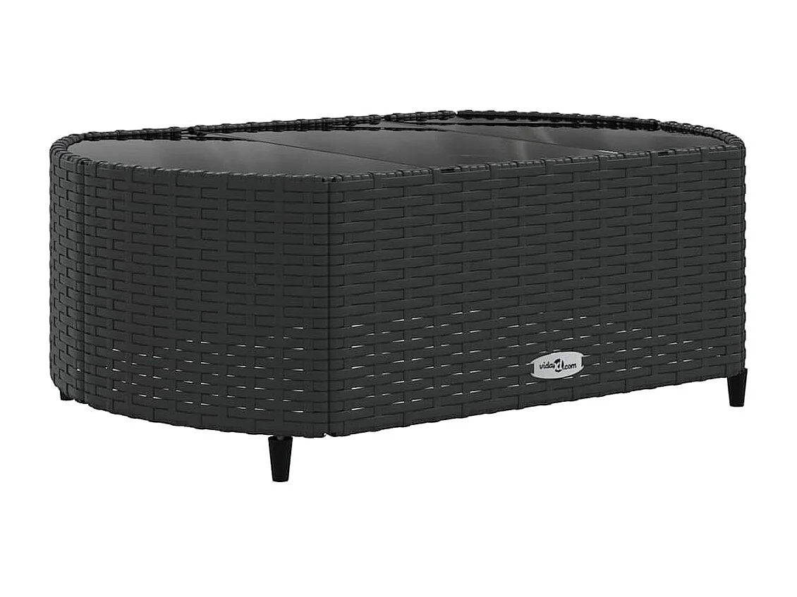 5-delige Loungeset met kussens poly rattan zwart