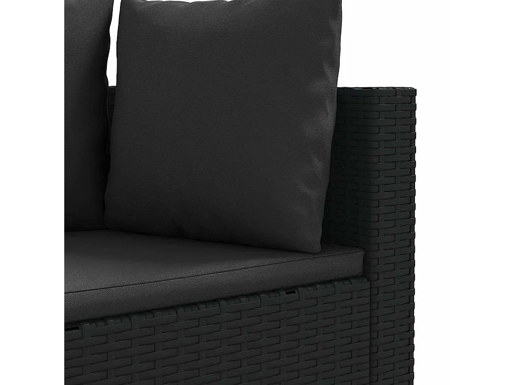 5-delige Loungeset met kussens poly rattan zwart