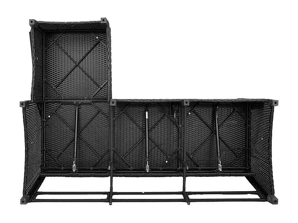 Salon de jardin 3 pièces avec coussins forme L noir résine tressée