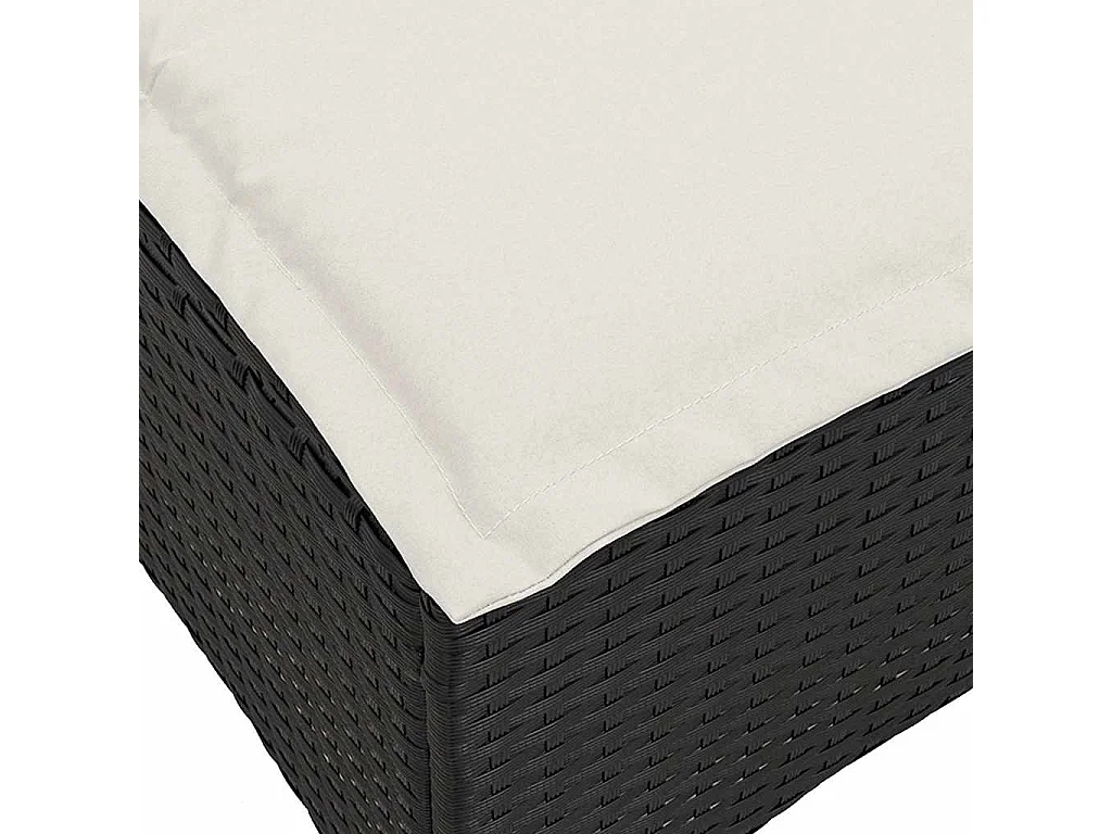 Salon de jardin 3 pièces avec coussins forme L noir résine tressée