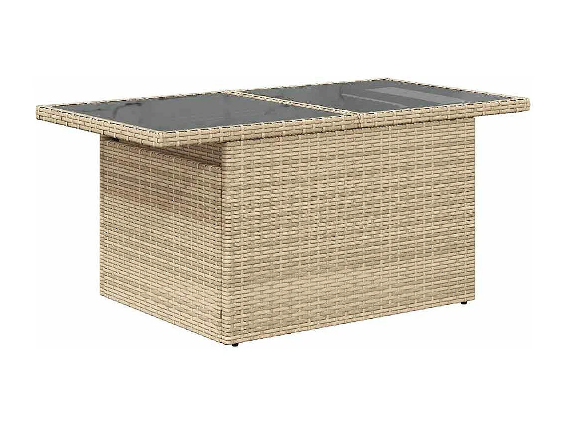 Set sofás jardín y cojines 9 piezas ratán sintético acacia beige