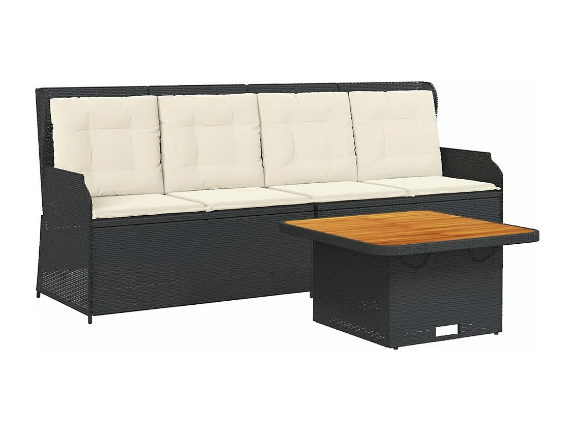 Salon de jardin 3 pièces avec coussins Noir Résine tressée