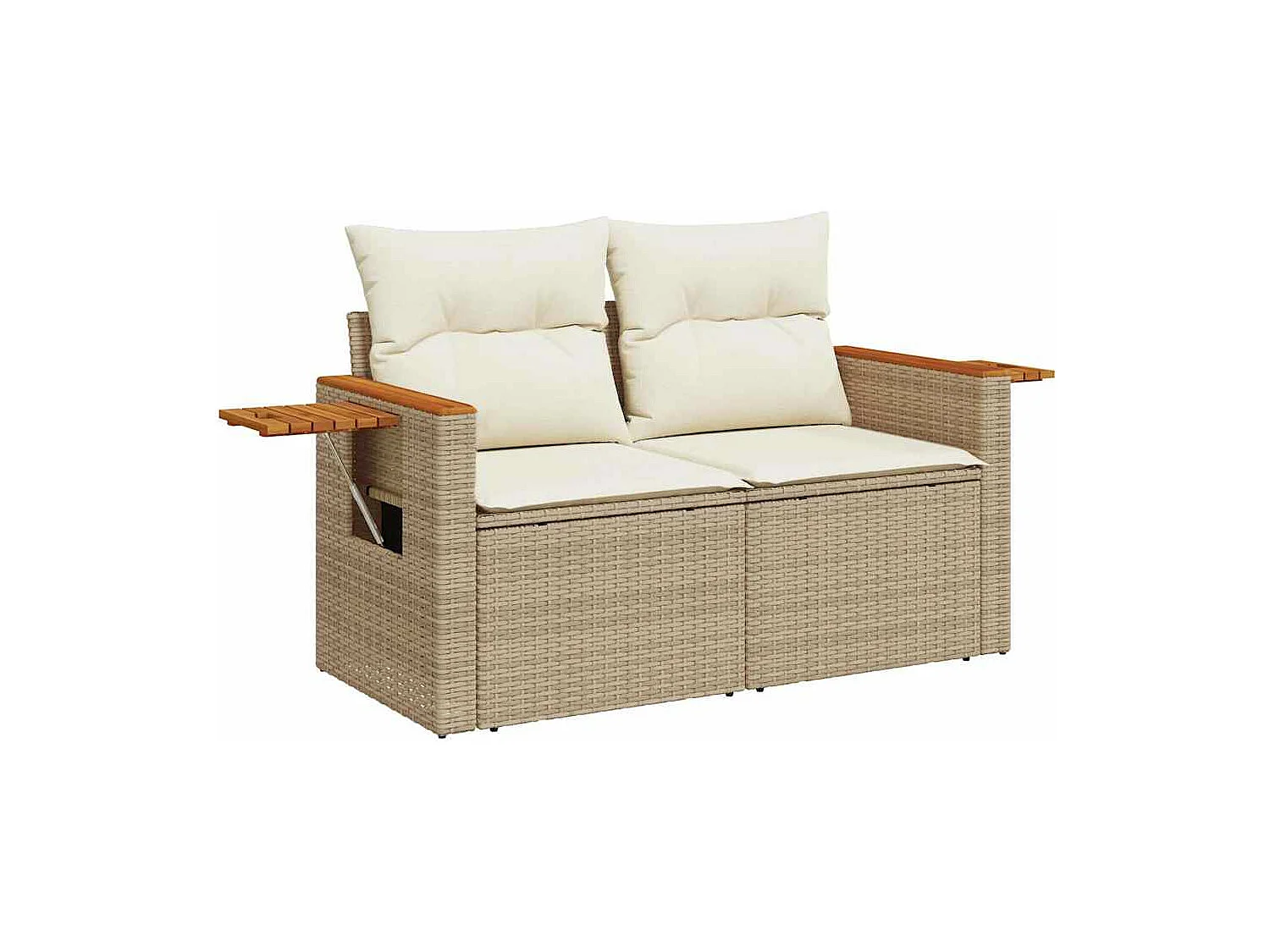8-delige Loungeset met kussens poly rattan beige