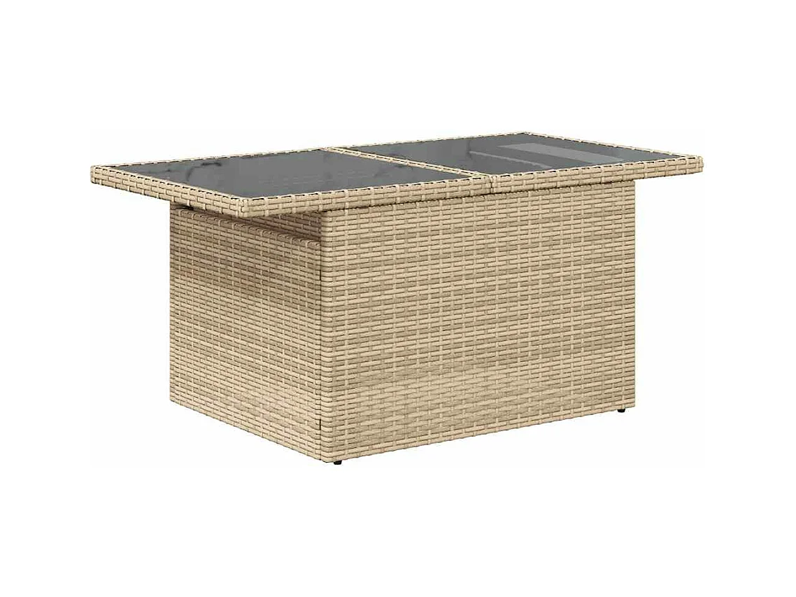 Salon de jardin avec coussins 7 pièces beige résine tressée