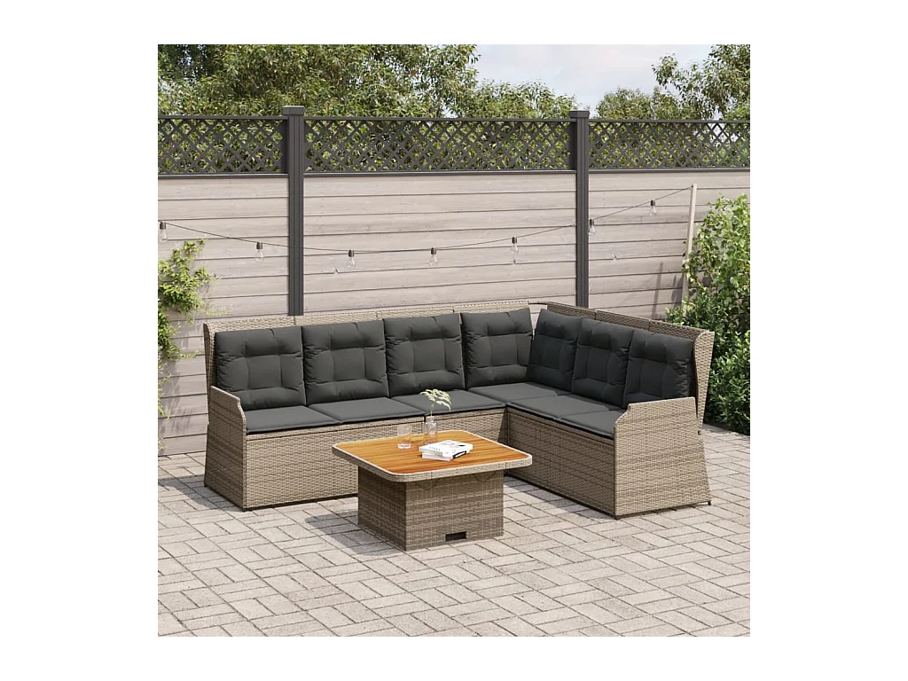 Salon de jardin 5 pièces avec coussins Gris Résine tressée