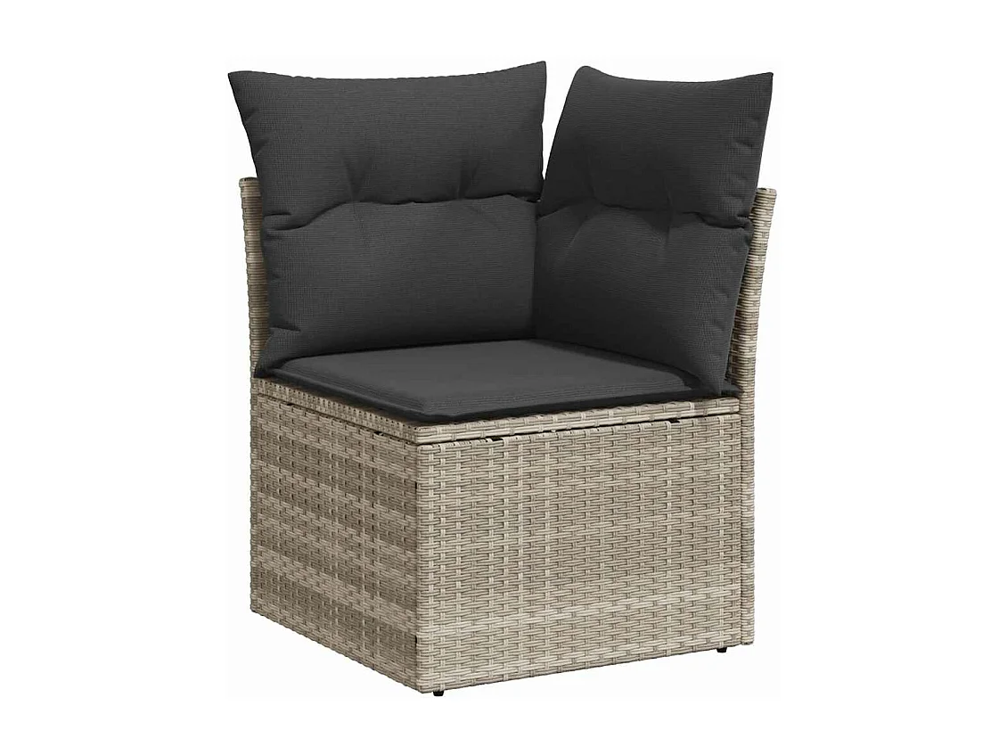 6-delige Loungeset met kussens poly rattan lichtgrijs