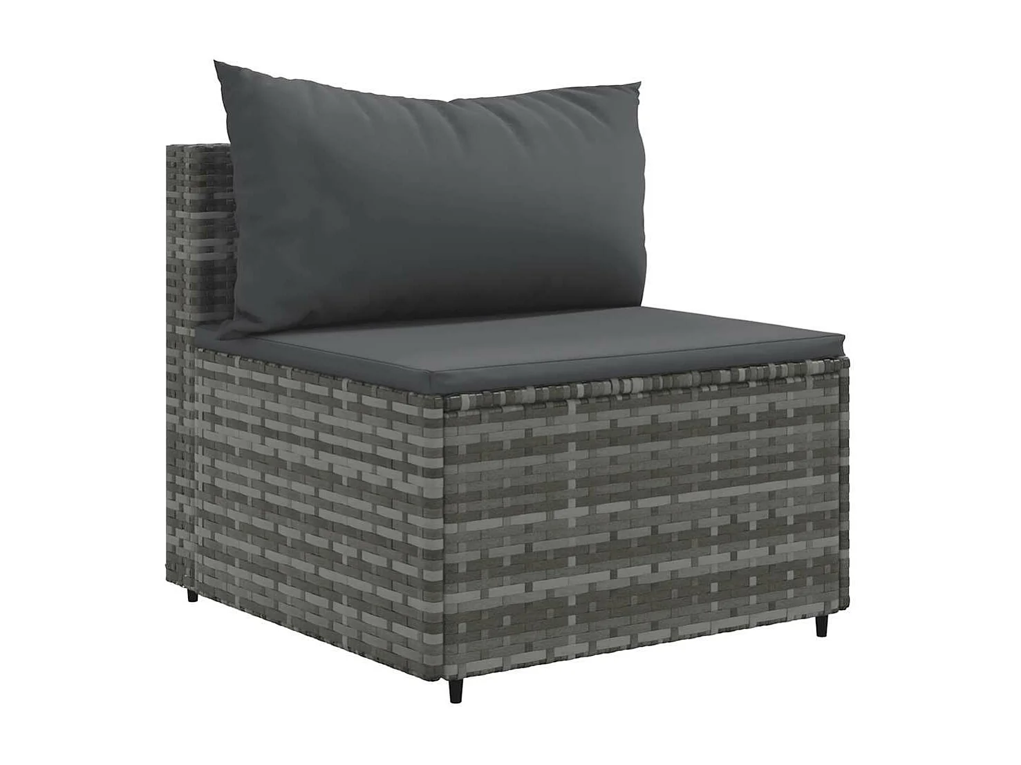 7-delige Loungeset met kussens poly rattan grijs