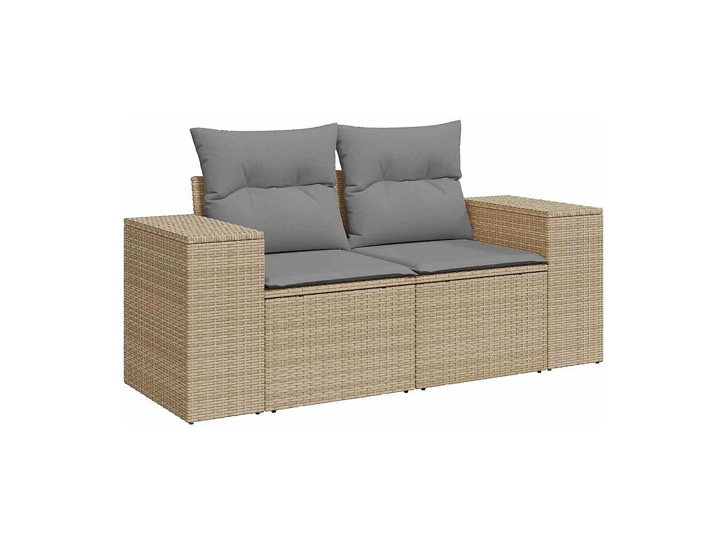 Salon de jardin avec coussins 8 pièces beige résine tressée