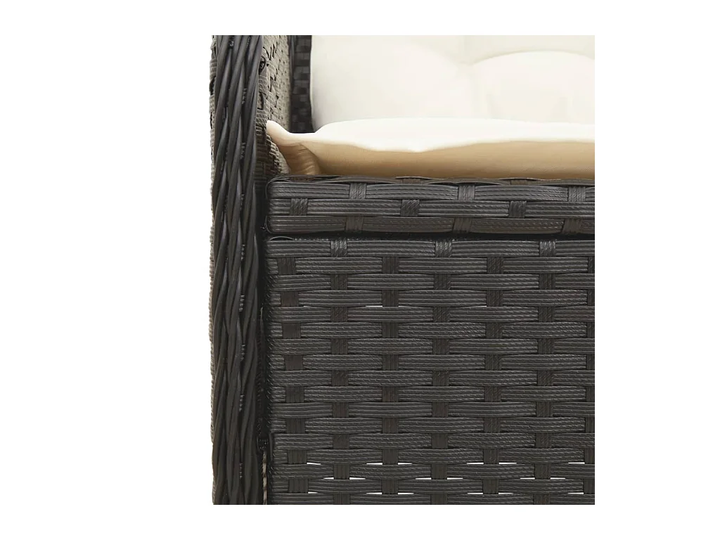 Salon de jardin 3 pièces avec coussins Noir Résine tressée