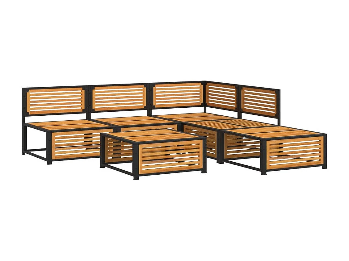 Salon de jardin avec coussins 6 pièces bois d'acacia solide