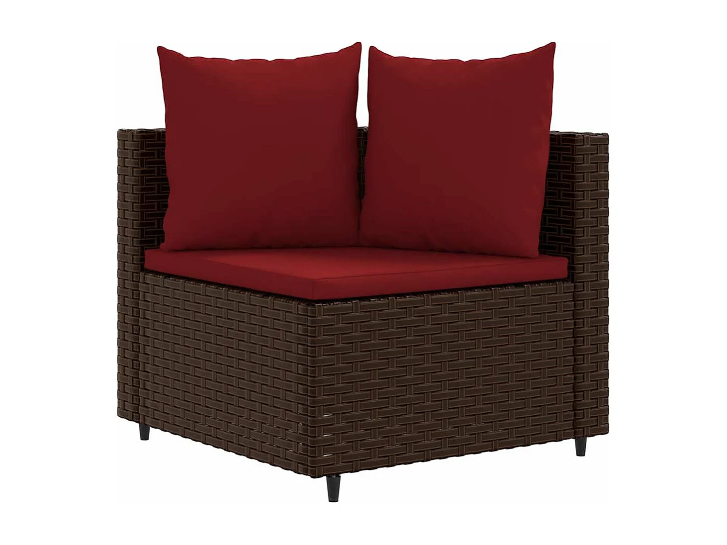 7-delige Loungeset met kussens poly rattan bruin