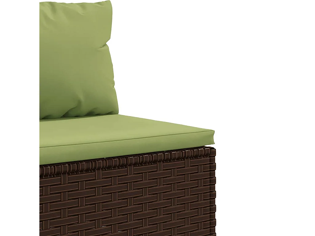 4-delige Loungeset met kussens poly rattan bruin