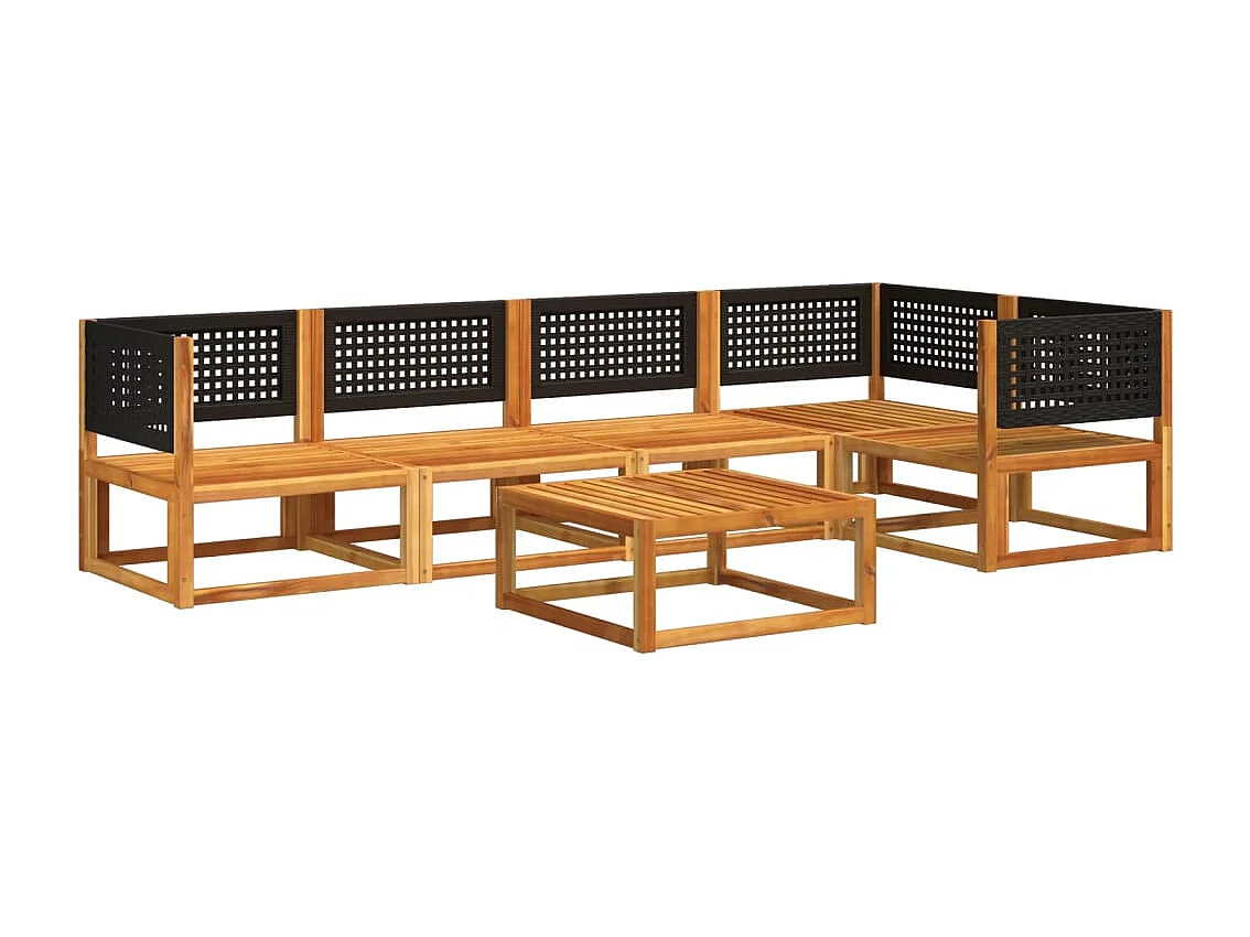 6 peças conjunto de sofás de jardim com almofadões acácia maciça