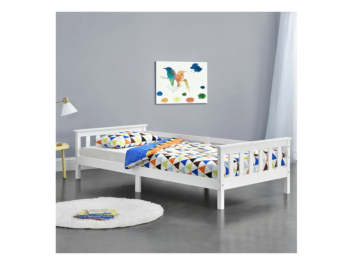 Lit d'Enfant Design Nuuk en Pin 200 x 90 cm Blanc Mat Laqué [en.casa]