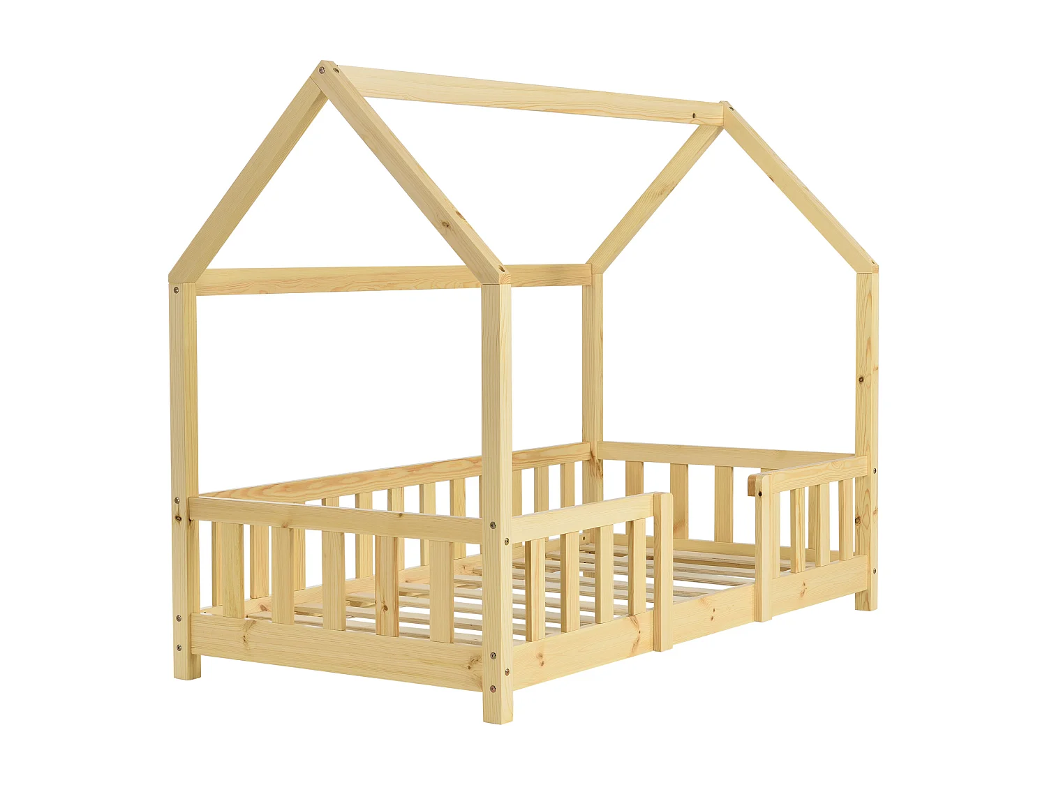 Lit d'Enfant Design Forme Maison Sisimiut Pin 140 x 70 cm Naturel [en.casa]