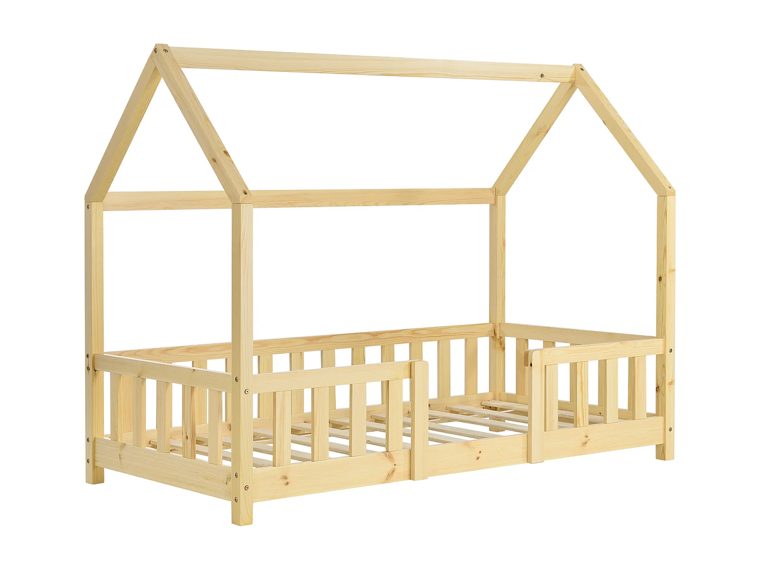 Lit d'Enfant Design Forme Maison Sisimiut Pin 140 x 70 cm Naturel [en.casa]