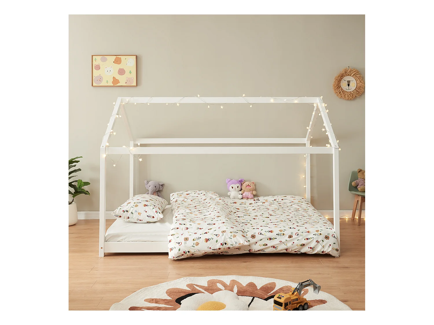 Lit cabane Cerro bois de pin 140 x 200 cm blanc [en.casa]