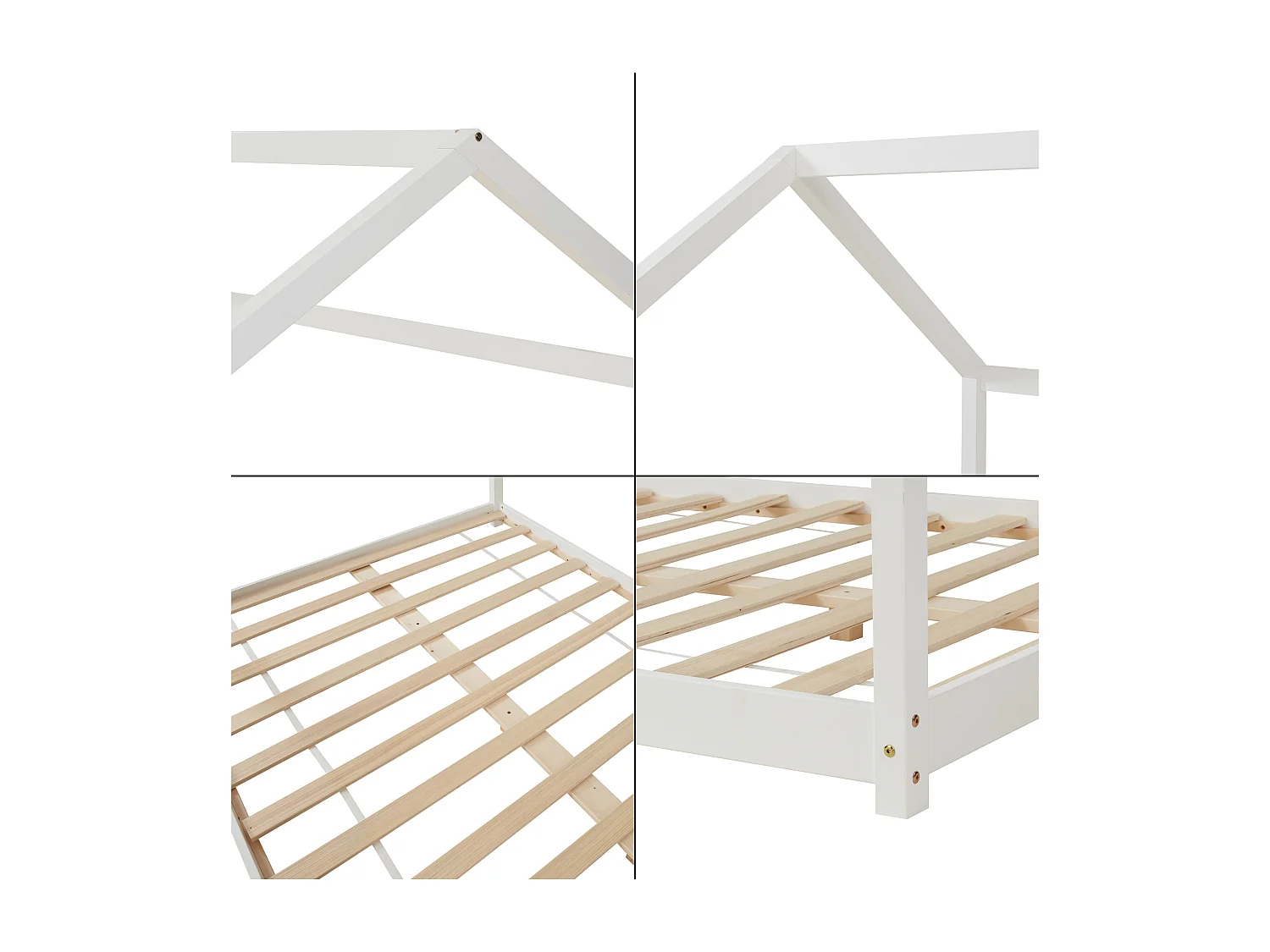 Lit cabane Cerro bois de pin 140 x 200 cm blanc [en.casa]