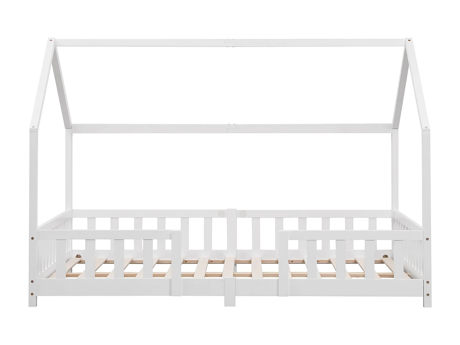 Lit d'Enfant Design Forme Maison Sisimiut Pin 200 x 140 cm Blanc Mat Laqué [en.casa]