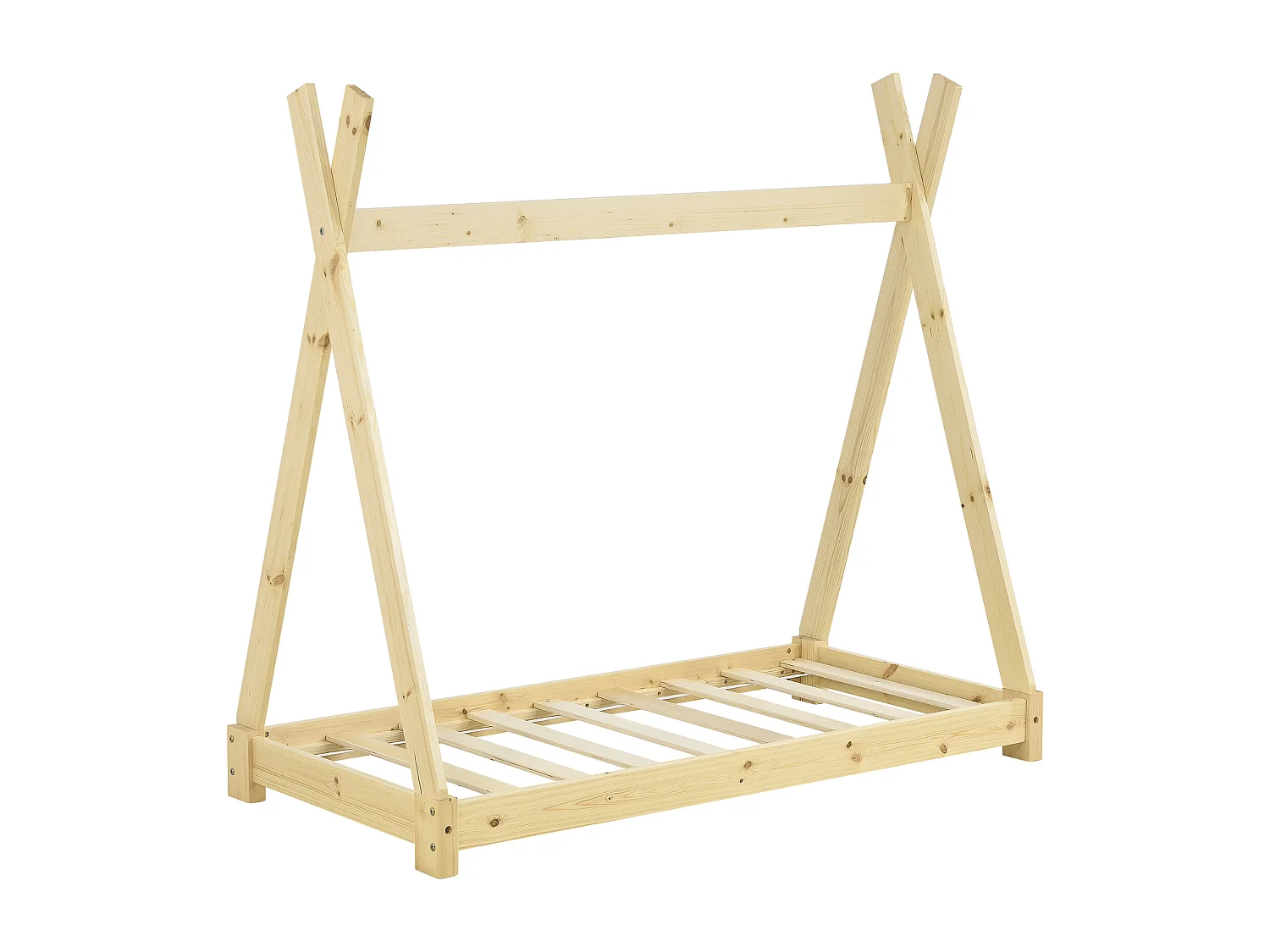 Lit de Tipi pour Enfant Onejda Bois Naturel 140 x 70 cm [en.casa]