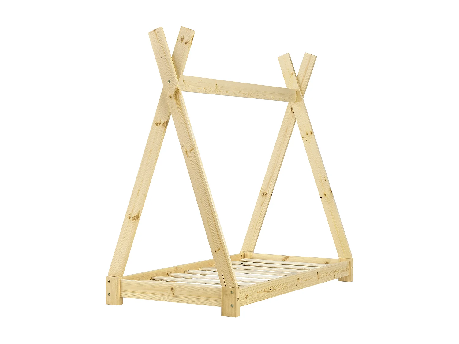 Lit de Tipi pour Enfant Onejda Bois Naturel 140 x 70 cm [en.casa]