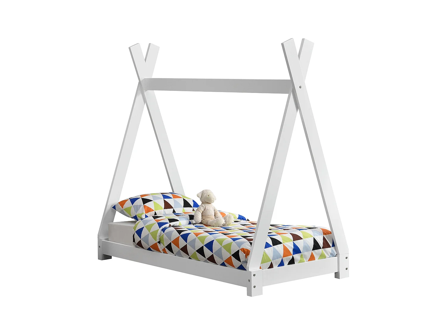 Lit de Tipi pour Enfant Onejda Blanc Mat 140 x 70 cm [en.casa]