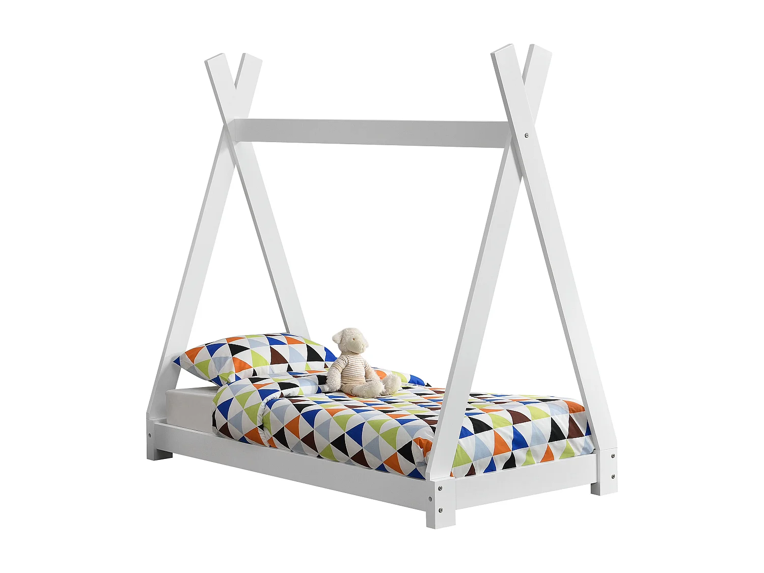 Lit de Tipi pour Enfant Onejda Blanc Mat 140 x 70 cm [en.casa]