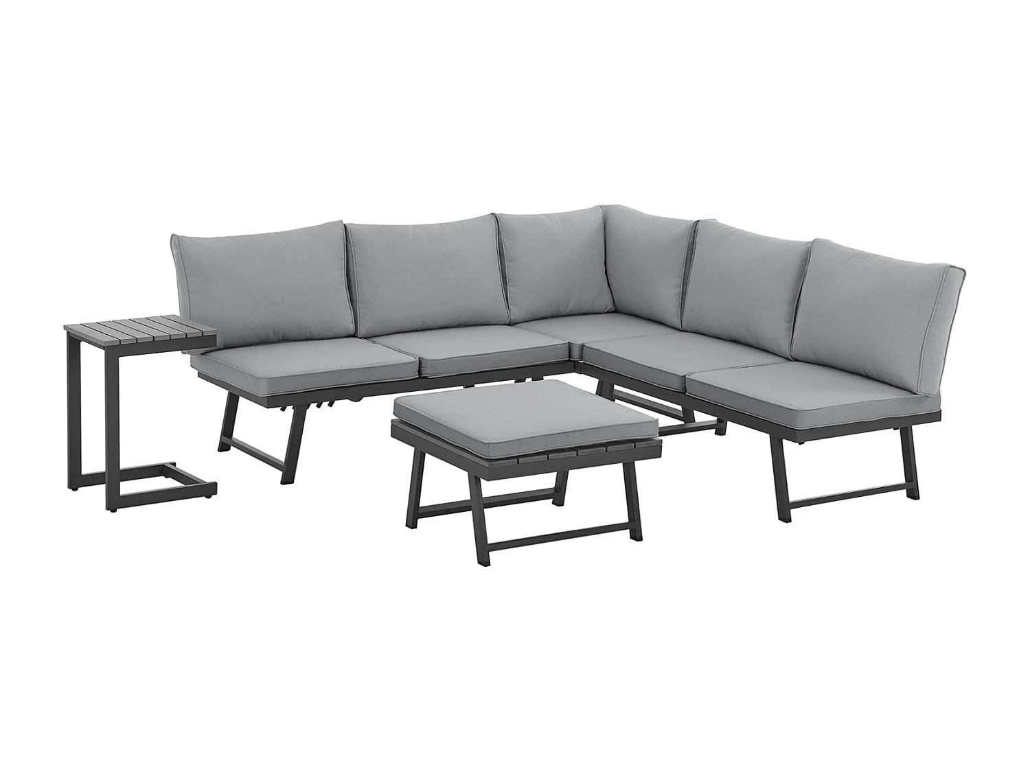 Salon de jardin SVITA GRENADA 4 pièces chaise longue double structure en métal noir/gris