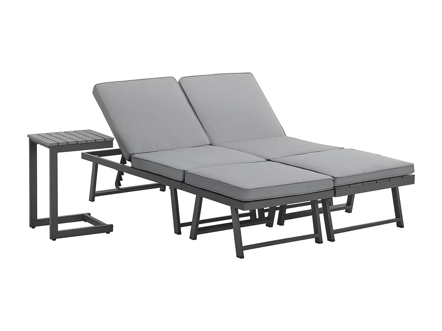 Salon de jardin SVITA GRENADA 4 pièces chaise longue double structure en métal noir/gris