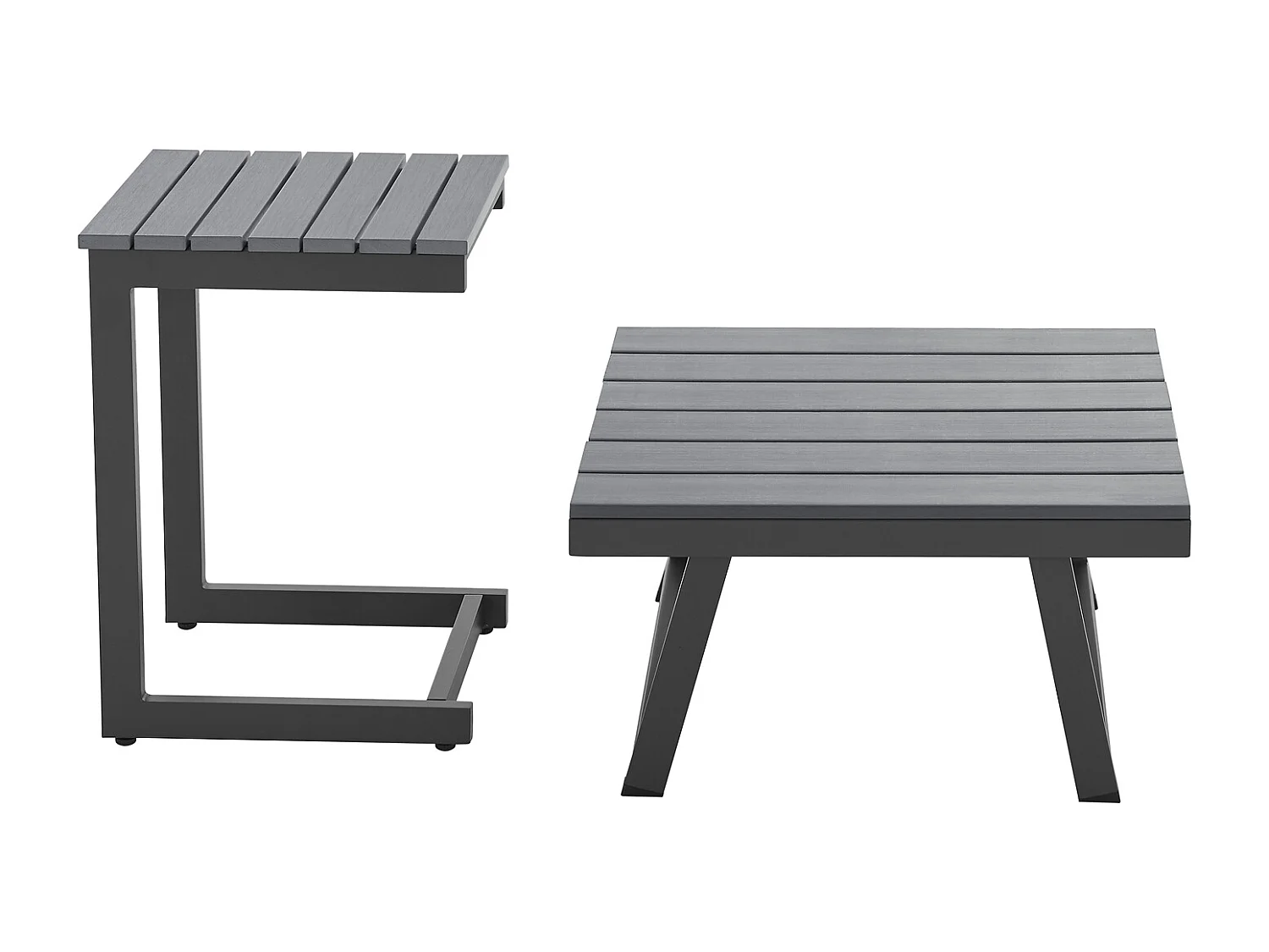 Salon de jardin SVITA GRENADA 4 pièces chaise longue double structure en métal noir/gris