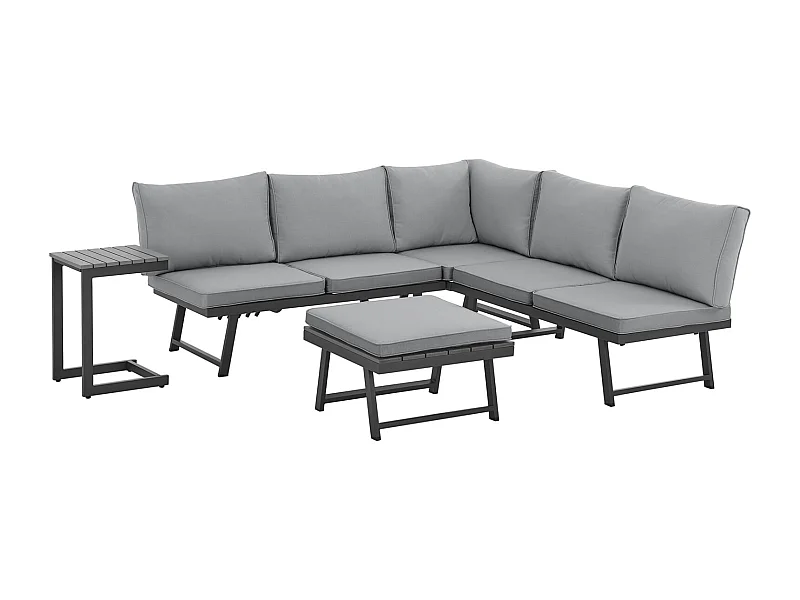 Salon de jardin SVITA GRENADA 4 pièces chaise longue double structure en métal noir/gris