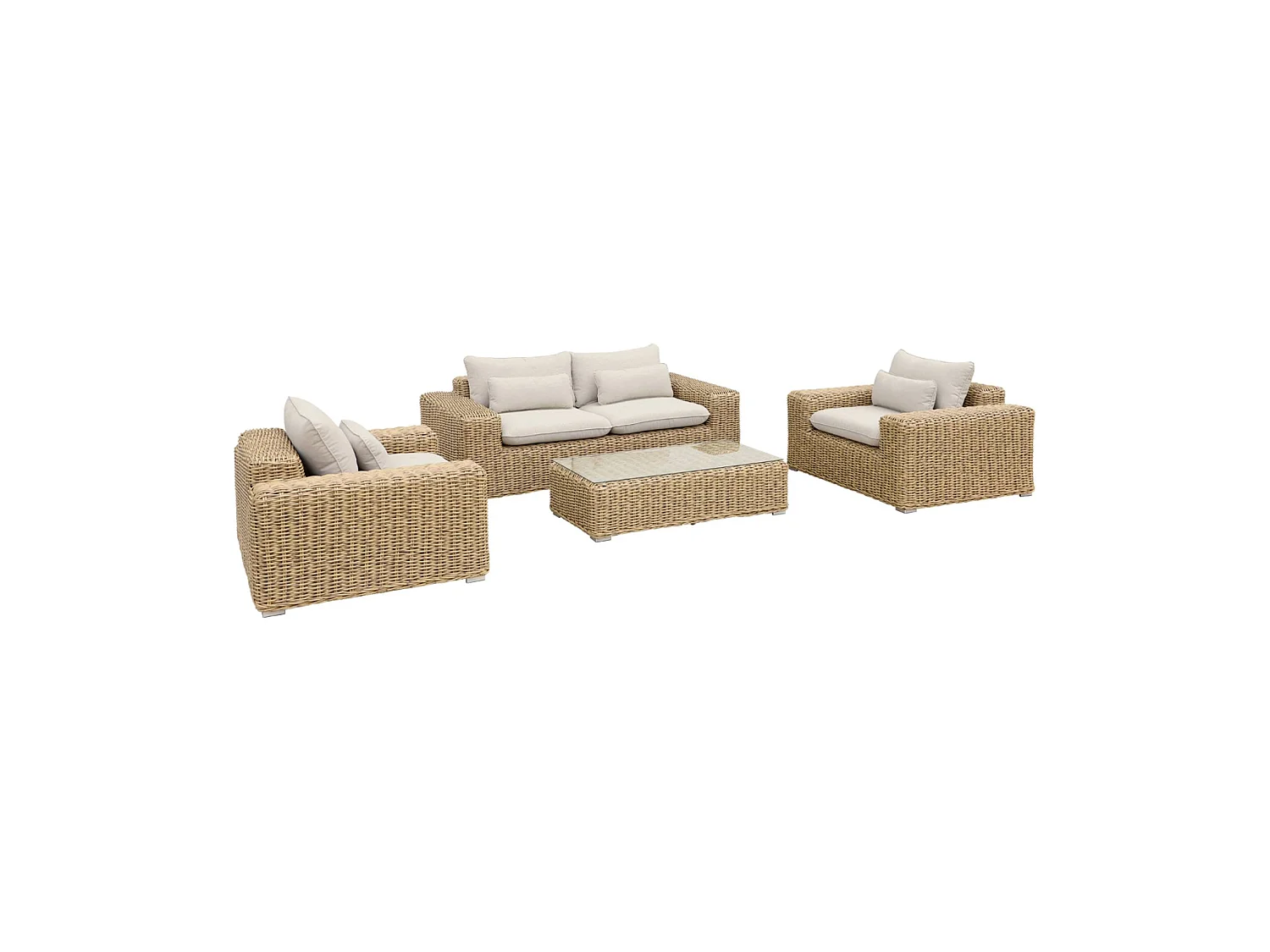 Salotto da giardino in resina extra large, 4 posti, beige