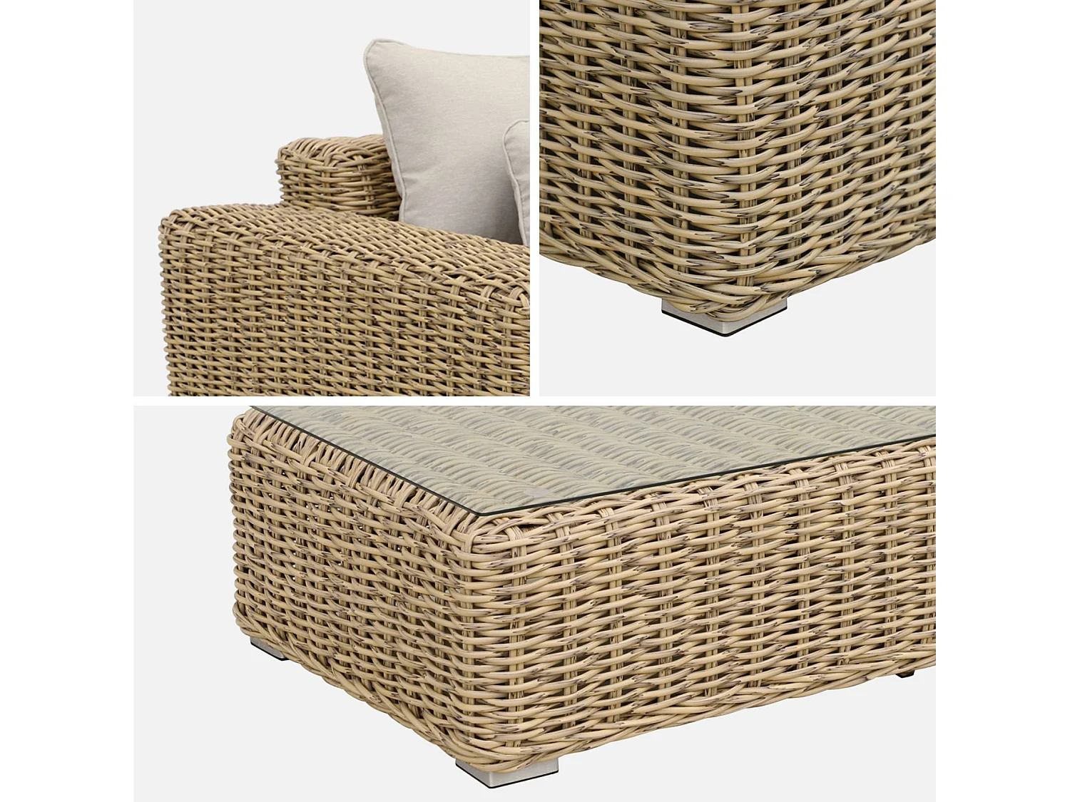 Salotto da giardino in resina extra large, 4 posti, beige