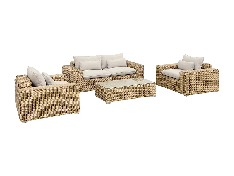 Salotti da giardino in resina extra large a 4 posti, beige