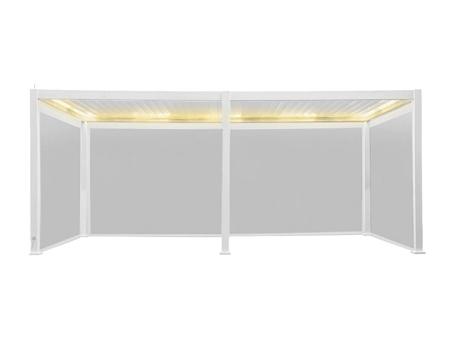 Pergola bioclimatica 3x6m elettrica in alluminio con led + 4 tende 3m,