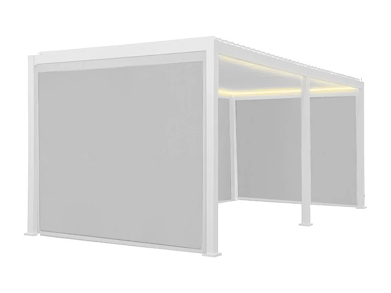 Pergola bioclimatica 3x6m elettrica in alluminio con led + 4 tende 3m,
